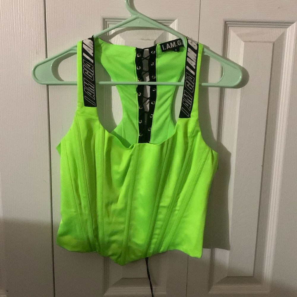 I am gia bright green corset